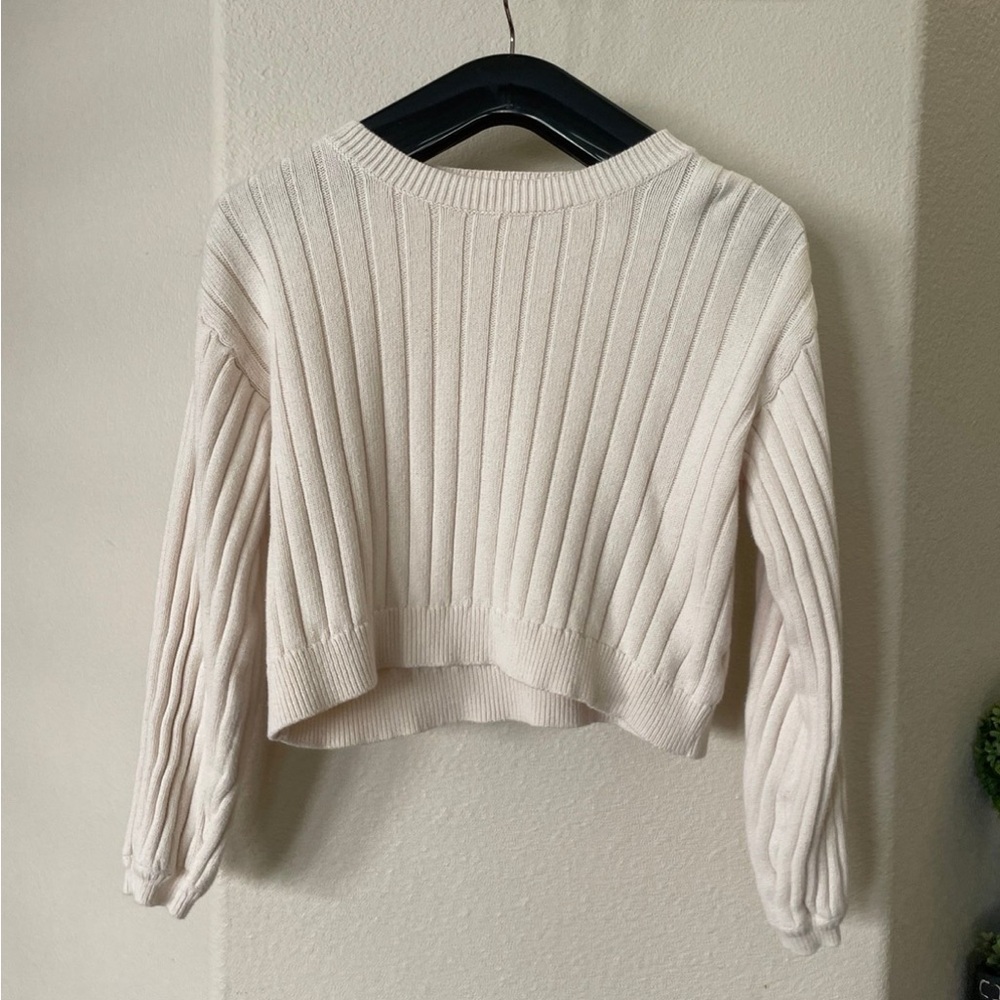 Pacsun Cream Ribbed Knit Sweater
